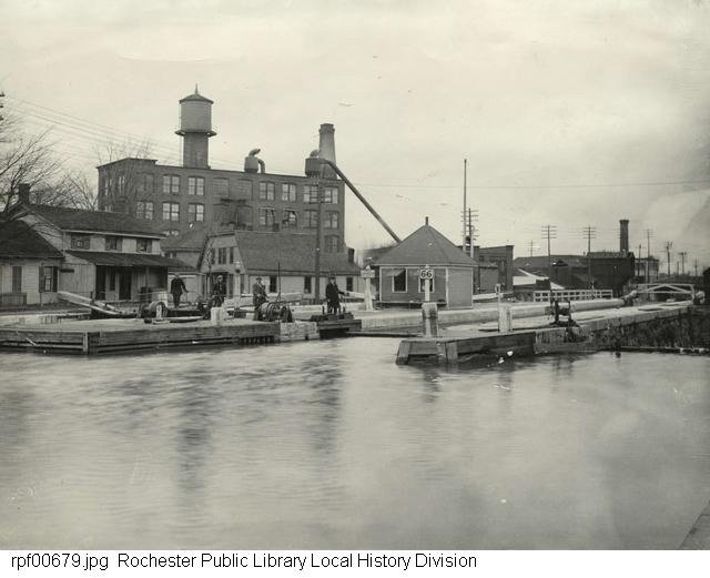Old Erie Canal Lock 66 at Rochester, c. 1918, near the end of the old canal's working life