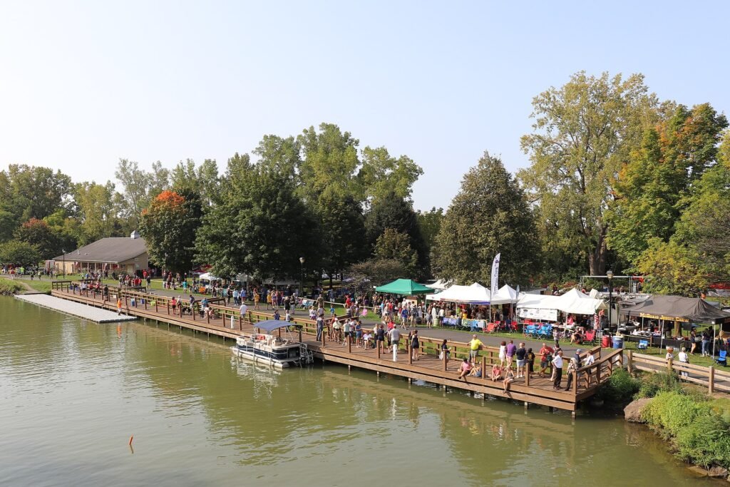 The Fairport lift bridge over the Erie Canal during the 2017 regatta