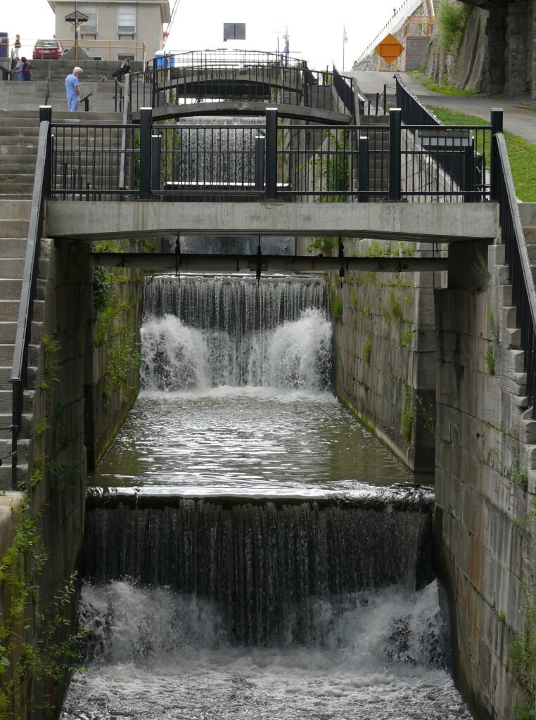 The Flight of Five locks at Lockport on the Erie Canal