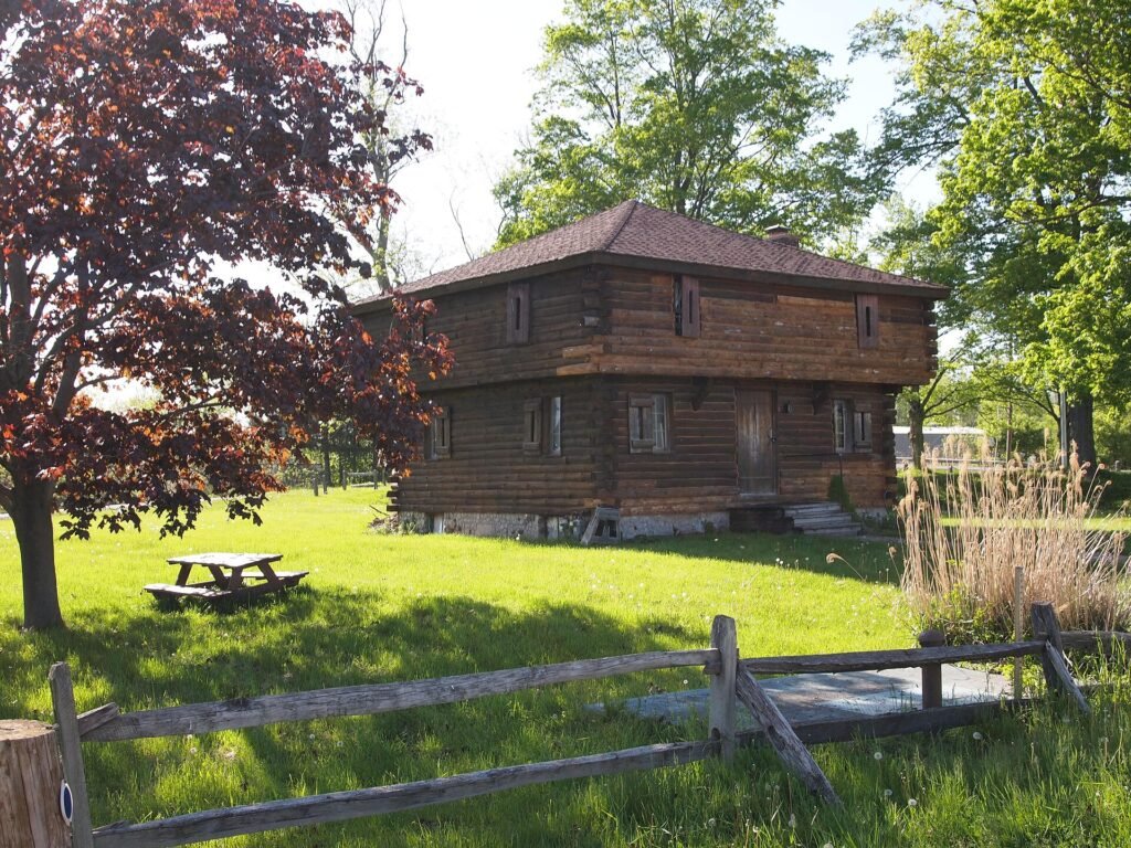 The reconstructed blockhouse at Fort Brewerton, near the mouth of the Oneida River on Oneida Lake