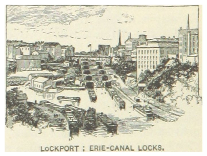 Engraving of the Lockport Erie Canal locks, published 1891