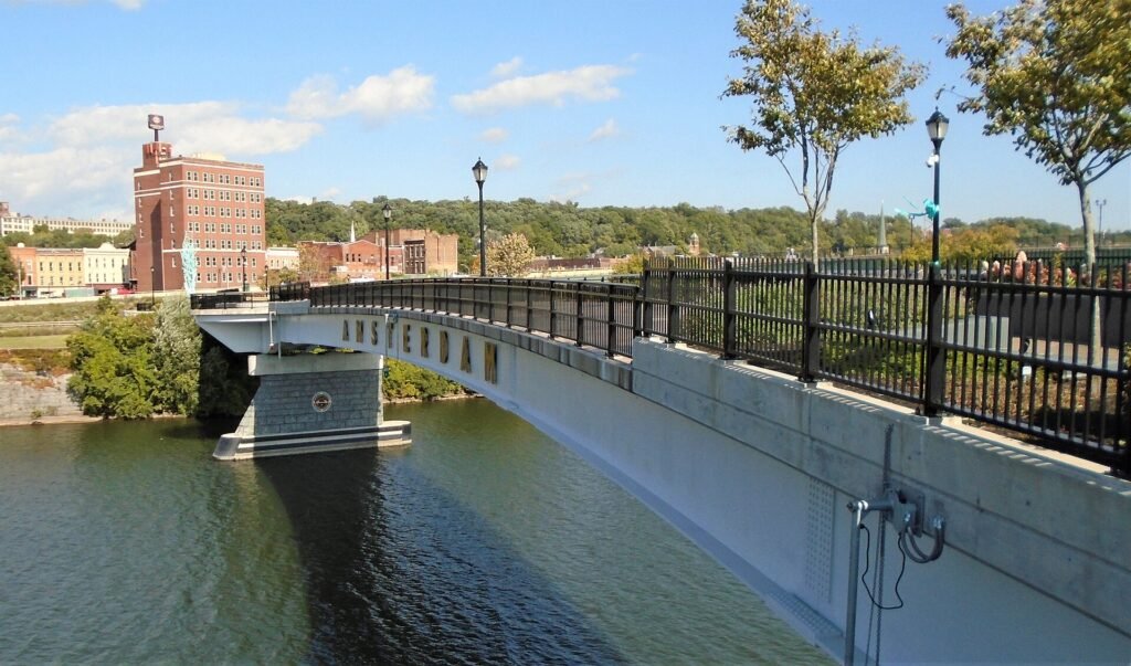 The Mohawk Valley Gateway Overlook pedestrian bridge at Amsterdam, NY