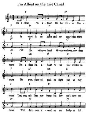 Song sheet for 'I'm Afloat,' parodied by canallers as 'I'm Afloat on the Erie Canal'
