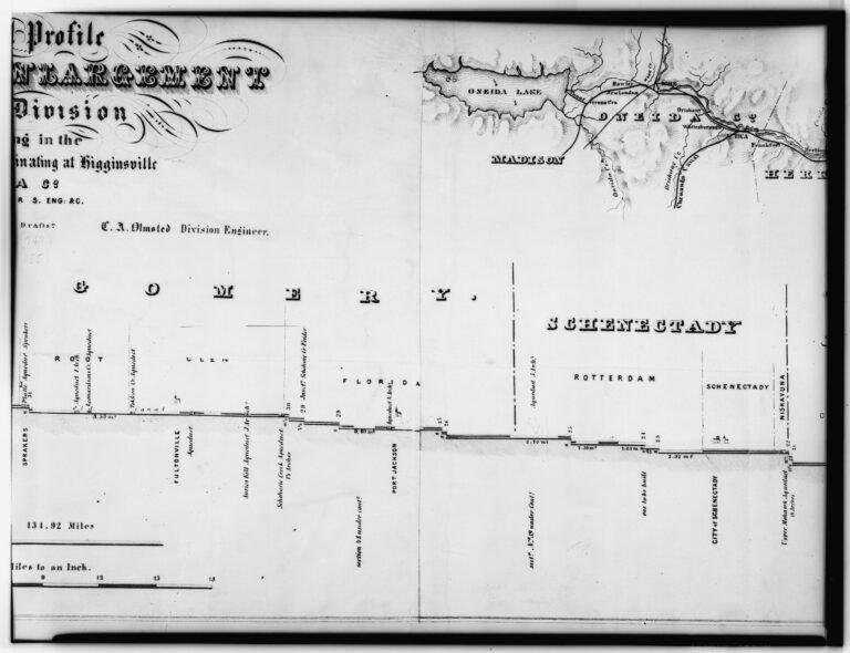 Enlarged Erie Canal Lock No. 18 at Cohoes — a double stone chamber lock of the enlarged canal
